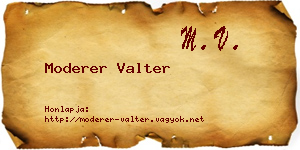 Moderer Valter névjegykártya